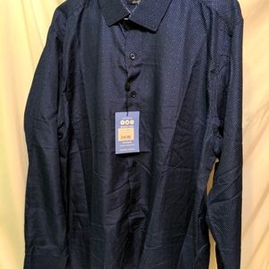 Men's Azaro Uomo slim fit blue wrinkle free dress shirt sz 2X NWT